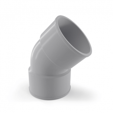 Finolex SWR Bend Double Socket 45° – 45-degree angled PVC fitting with double sockets for smooth directional change in SWR drainage systems.