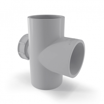 Finolex SWR Tee Double Socket with Door – T-shaped PVC fitting with double sockets and an access door for easy inspection and cleaning in SWR drainage systems
