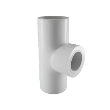 Finolex UPVC tee fitting in white, T-shaped, used to join three UPVC pipes in plumbing systems for branch connections