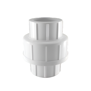 Finolex UPVC union fitting in white, used to connect two UPVC pipes with a detachable joint for easy installation and maintenance in plumbing systems.