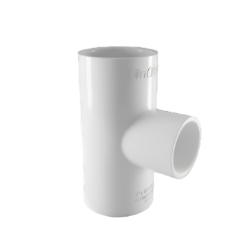 Finolex uPVC reducing tee – a white plastic T-shaped pipe fitting used to join three pipes of different sizes in plumbing systems.
