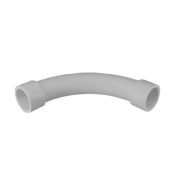 Finolex uPVC sweep bend – white plastic pipe fitting with a long-radius curve for smooth directional changes in plumbing systems.

