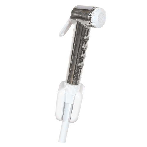 WaterTec Icon black health faucet with 1-meter hose, sleek handheld bidet spray for bathroom use.
