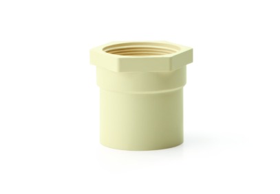 Prince Flow Guard Plus CPVC Female Threaded Adapter (FTA) SCH-80 3/4-inch and 1-inch fitting with internal threads for connecting CPVC pipes to threaded male components in high-pressure plumbing systems.

