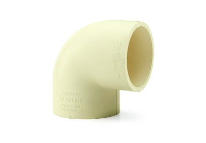 Prince Flow Guard Plus CPVC Elbow SCH-80, gray 90-degree pipe fitting for high-pressure water applications.
