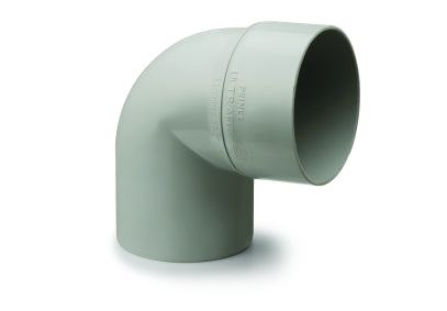 Prince Royal SWR solvent joint bend with 87.5° angle, available in 75mm and 110mm sizes, used for directional changes in soil and waste systems.