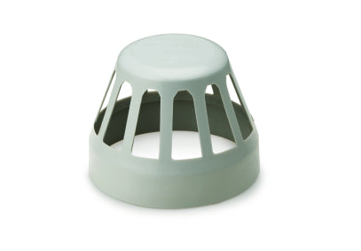 Prince Ultrafit SWR vent cowl available in 63mm, 75mm, 90mm, and 110mm sizes, designed to prevent debris entry while allowing airflow in soil and waste systems.

