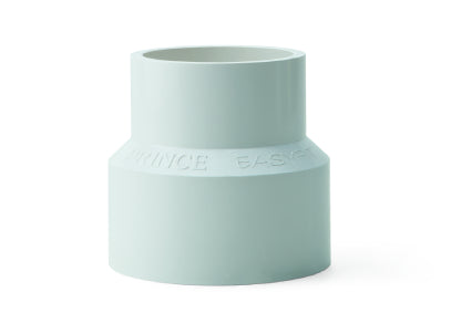 Prince uPVC Schedule 80 reducer fitting, 25mm to 20mm, used to connect pipes of different diameters in high-pressure systems
