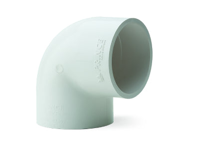 Prince Easyfit Schedule 80 PVC elbow fitting, designed for high-pressure pipe connections at a 90-degree angle
