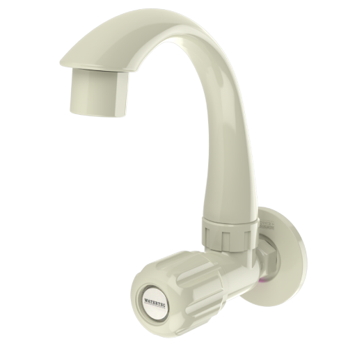 Durable WaterTec wall-mounted sink tap with extended reach spout and corrosion-resistant finish